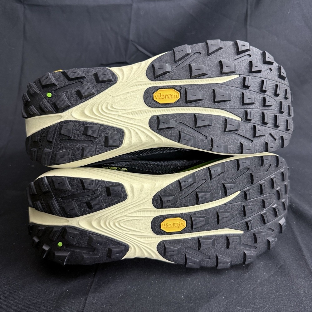 Topo Vista Mens Size 9 Black Lime Trail Running Hiking Shoes 5mm Drop Vibram - Picture 6 of 7